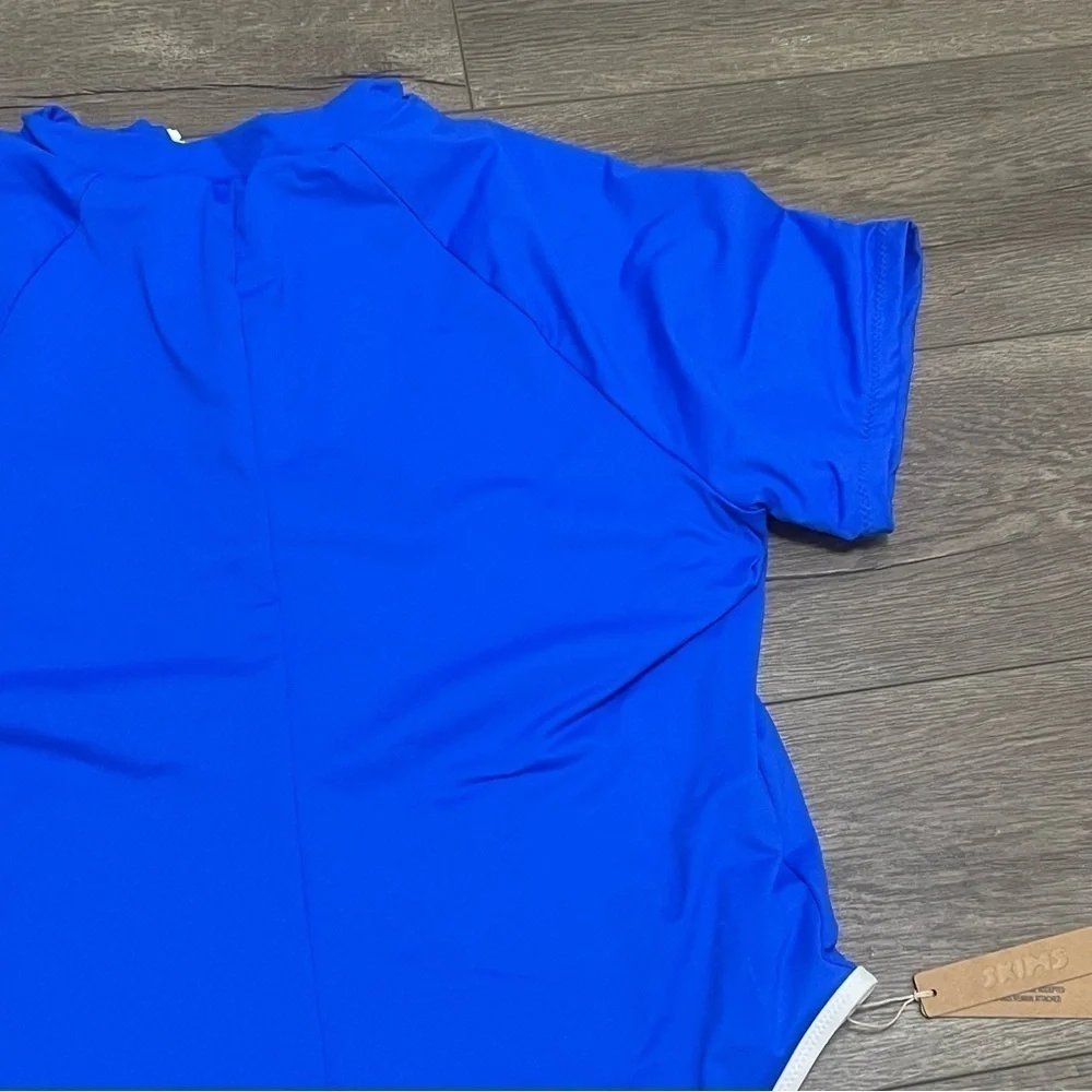 SKIMS Sporty high-neck stretch recycled nylon swimsuit Cobalt Sz 3X NWT